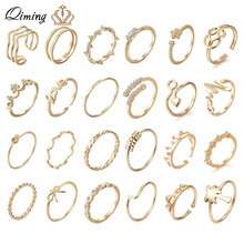 QIMING coreano dedo del pie anillo de oro de las mujeres de la boda de moda cristal CZ joyería anillos Midi minimalismo anillo regalo 2024 - compra barato