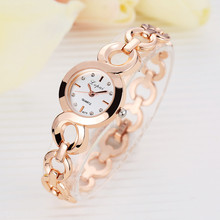 Brand Rose Gold Luxury Women Dress Watches Girls Quartz Watch Bracelet Watch Ladies Fashion Crystal Round Wristwatch gold 2018 2024 - buy cheap