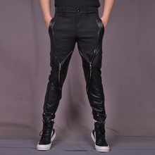 27-44 ! 2016 men's clothing trousers punk zipper patchwork personality casual pants plus size skinny pants singer costumes 2024 - buy cheap