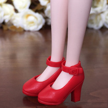 1/6 bjd sapatos de bonecas inteligentes, sapatos vermelhos de salto alto para momoko licca para dod sd dd, roupa de festa, acessórios de roupas 2024 - compre barato