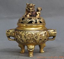 Estatua China fengshui artesanal, dragón de bronce, bestia, foo, perro, León, estatua, quemador de incienso, incensario para halloween 2024 - compra barato
