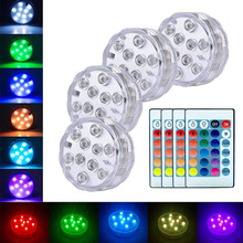 Battery Operated 10leds RGB Led Submersible Light Underwater Night Lamp Garden Swimming Pool Light for Wedding Party Vase Bowl 2024 - buy cheap