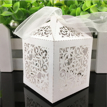 50 pcs Rose Flor Laser Cut Oco Transporte Favorece Caixa de Presentes Caixas De Bombons Com Fita Bebê Do Chuveiro Do Casamento Do Partido Do Evento suprimentos 2024 - compre barato