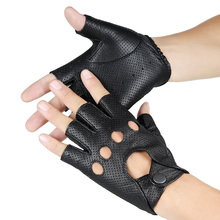 New Genuine Leather Gloves Men Women Breathable Driving Semi-Finger Mitten Male Summer Style Sheepskin Unlined Fitness Gloves 2024 - buy cheap