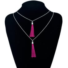 Chadestinty Bohemian Jewellery Double Layer Long Tassel Pendants Necklaces Cotton Silk Fabric Fringe Necklace collares largos 2024 - buy cheap