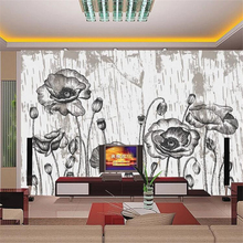 Papel pintado personalizado beibehang 3d pluma creativa de pensamiento dibujo blanco flor Pared de salón Sala cama papel de pared de habitación 2024 - compra barato