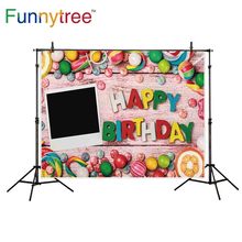 Funnytree фотография фоны день рождения фоторамка конфеты красочные детские фотообои для студии профессиональная камера 2024 - купить недорого