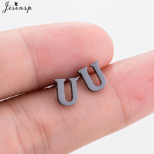 Brincos de aço inoxidável com letras do alfabeto jisensp para mulheres, joias personalizadas iniciais, pequeno, bijuterias 2024 - compre barato