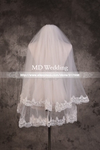 Nice White/Ivory 2 Layer Lace Edge Short Wedding Veil Bridal Veil Wedding Accessories 2015 With Comb MD107 2024 - buy cheap