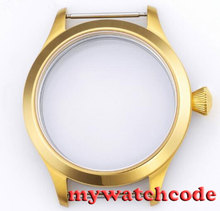 45mm golden plated parnis Watch CASE sapphire glass fit 6498 6497 eat movement50 2024 - buy cheap
