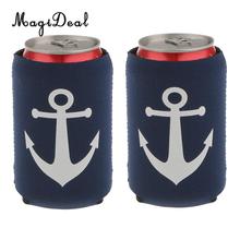 MagiDeal 2Pcs Neoprene Nautical Anchor Soda Beer Bottle Tin Can Cooler Chilling Sleeve Holder for Theme Party Novelty Gift Toy 2024 - buy cheap