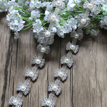 Free Shipping  5 yards Crystal Rhinestone Trim, Rhinestone Bridal Applique,Wedding Applique,Rhinestone Pearl Chain TONG002 2024 - buy cheap