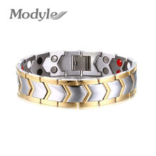 Новое поступление, титановые магнитные браслеты Modyle золотого цвета для мужчин и женщин 2024 - купить недорого