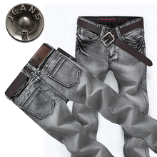 2019 Spring Fashion Casual vintage Men Smoke gray straight Slim jeans Comfortable denim pants trousers Plus Size 28-38 (No belt) 2024 - buy cheap