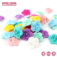 Keep&Grow 100Pcs Silicone Rose Beads Food Grade Baby Teethers Flower Shaped Baby Teething Toys DIY Pacifier Chain Pendant 2024 - buy cheap