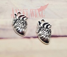 10pcs/lot--26x17mm Antique Silver Plated Heart Organ Charms Halloween Pendants For DIY Supplies Jewelry Making Accessories 2024 - купить недорого
