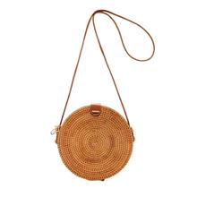 Bolsa crossbody de rotim feita à mão, fashion praia natural, bolsa 100% artesanal, tecido em rattan popular para mulheres 2024 - compre barato