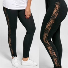 Solid Black Lace Leggings Women Sexy Openwork Leggings Women Elbows For Fitness Legging Workout Active Wear Long Pants Bottoms 2024 - buy cheap