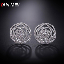 YANMEI Hollow Crystal Stud Earrings For Women Cublic Zircon Earring Fashion Jewelry YME9024 2024 - buy cheap