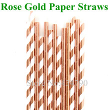 Free DHL 1000 pcs Metallic Rose Gold Foil Paper Straws Bulk-Gold Striped and Plain Golden Drinking Straws-Wedding Holiday Party 2024 - buy cheap
