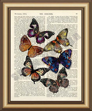 Borboleta real dicionário pintura da lona parede arte poster impressão fotos decoração para casa vintage livro página impressão decoração da parede presente 2024 - compre barato