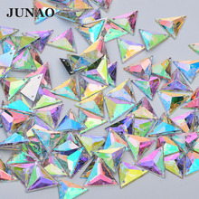 JUNAO-diamantes de imitación de triple ángulo para costura, apliques de estrás acrílico, zapatos y ropa de cristal para piedras planas, 17mm, 24mm 2024 - compra barato