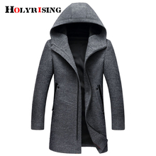 Зимнее шерстяное пальто, Мужская модная шерстяная куртка, мужское высококачественное полупальто с капюшоном, размер M-3XL, размер #18172 holyrising 2024 - купить недорого