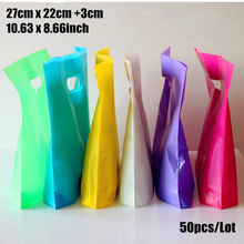 50pcs/lot 27*22+3cm(10.63*8.66'') custom gift bags Plastic Shopping Bags wholesale with Handle promotion Packing Bag Plastic 2024 - buy cheap