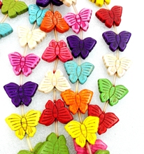 Cuentas de 20x28mm para mujer, abalorios variados multicolor de arcoíris brillantes tallados, bonitas mariposas howlita, piedras sueltas, 15 Uds. 2024 - compra barato