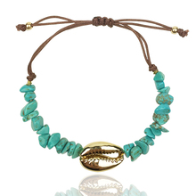 Pulseiras femininas de pedra natural 2020, corda ajustável, concha de boho, bracelete de joias boêmio 2024 - compre barato
