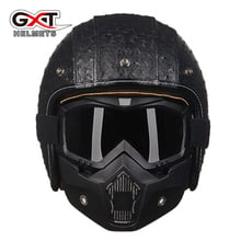 GXT Vintage Motorcycle Helmet PU Leather Moto Goggles Mask Bubble Visor Retro Scooter Bike Helmets Motorcycle Helmet 2024 - buy cheap