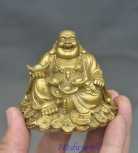 Crafts statue Buddhism Pure Copper Brass Happy Laughing Maitreya Buddha Statue 2024 - buy cheap