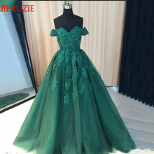 Jieruize vestido de noiva verde escuro, com apliques, traje de baile, amor no ombro, barato, vestido de casamento 2024 - compre barato