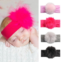 Cute Faux Fur Pompoms Baby Headband For Baby Girl Cotton Children Elastic Hair Bands Infant Baby Turban Baby Hair Accessorie 2024 - buy cheap