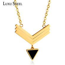 LUXUSTEEL массивные ювелирные изделия, треугольные подвески, ожерелья из нержавеющей стали золотого цвета, кубинская цепочка, оптовая продажа 2024 - купить недорого