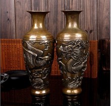 Estatua de Latón para Decoración de jarrón, impresionante Jarrón chino de cobre, escultura de jarrón, decoración de jardín, latón, 1 par 2024 - compra barato
