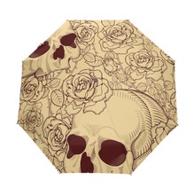 Fully Automatic Wind Resistant Umbrella the Fashion Element Flower Skull Umbrella Women Sun Rain Anti UV Folding Umbrellas 2024 - buy cheap