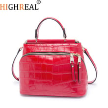 Highreal bolsa de mão de couro de crocodilo feminina, bolsa carteiro tipo concha para mulheres bolsa de mão de luxo designer 2024 - compre barato