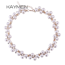 Fashion White Imitation Pearls Chokers Necklace with Gold Plating Beautiful Statement Necklace Pendant for Women Wedding Party 2024 - buy cheap