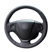 Capa de volante de carro de couro artificial costurada à mão pu para honda drive crv 2012 2013 2014 2015 acessórios 2024 - compre barato