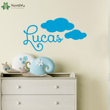 Yoyoyu decalque de parede nuvens, adesivo de parede com nome personalizado para berçário de bebês, mural removível, decoração para casa, presente, interior cy48 2024 - compre barato