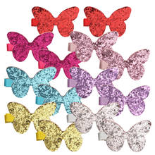 7 Pair=14pcs/lot Girl Sequins Butterfly Barrettes Glitter Children Hairpins Ribbon Double Prong Clips 2024 - buy cheap
