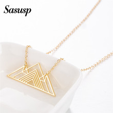 Sasusp Trendy Art Deco Triangle Necklace Mountain Charm Geometric Necklaces Women Sweater Chain Jewelry Gift 2024 - buy cheap