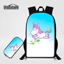 Dispalang Unicorn Backpacks For Teens Girls Boys Fashion School Bags 16 Inch Large Bookbag Children 2 PCS Set Bagpack Pencil Bag 2024 - buy cheap