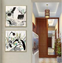 Pintura em aquarela chinesa, arte gráfica abstrata de tela grande colorida moderna de artista wu guanzhong 2024 - compre barato