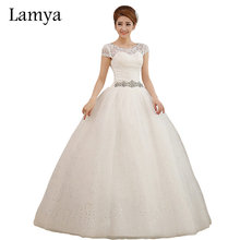 LAMYA Pregnant Crystal Wedding Dresses Sashes Ivory Tulle Bride Gown Floor Length Marriage Lace Up Ball Gown Vestidos De Novia 2024 - buy cheap