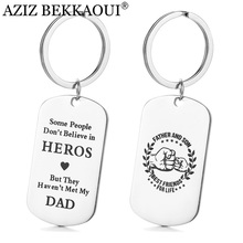 AZIZ BEKKAOUI Hero Dad Key Chains Stainless Steel Pendant Key Ring Fashion Logo Best Gift for Father Free Engrave Drop ship 2024 - buy cheap
