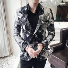 Jaqueta masculina com estampa floral, jaqueta slim fit casual para homens plus 5xl casamento blazer masculino em palco 2024 - compre barato