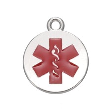 my shape Antique Silvery and Gold Color Medical Alert Caduceus Charms Red Enamel Star of Life Engraved Pendant Wholesale 20pcs 2024 - buy cheap