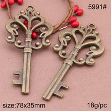 10 peças chaves de liga de zinco bronze antigo 78x35mm amuletos finos pingentes da moda que fazem amuletos 2024 - compre barato